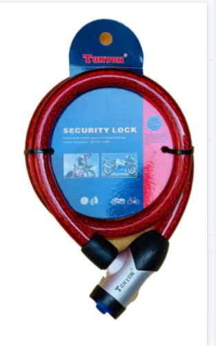 Red Heavy Duty wirelock for bike steel wire inside the lock with computer key for safety - Image 2