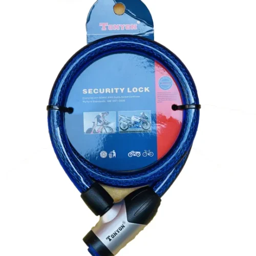 Blue Heavy Duty wirelock for bike steel wire inside the lock with computer key for safety